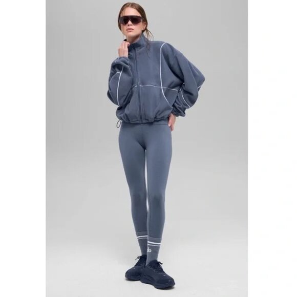 NWT | ALO Polar Fleece Game Time Full Zip Jacket Bluestone Size Small - Picture 2 of 7